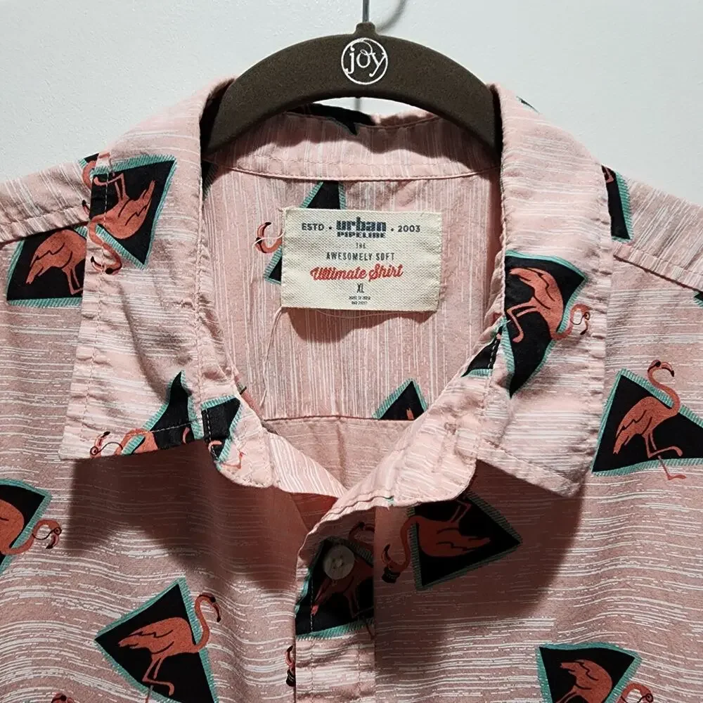 Urban Pipeline Pink Flamingo Graphic Button Ultimate Shirt XL - Picture 3 of 7
